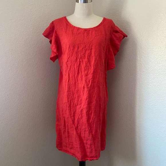 Lungo L'arno | Dresses | Lungo Larno Italian Linen Red Dress Sz L | Poshmark